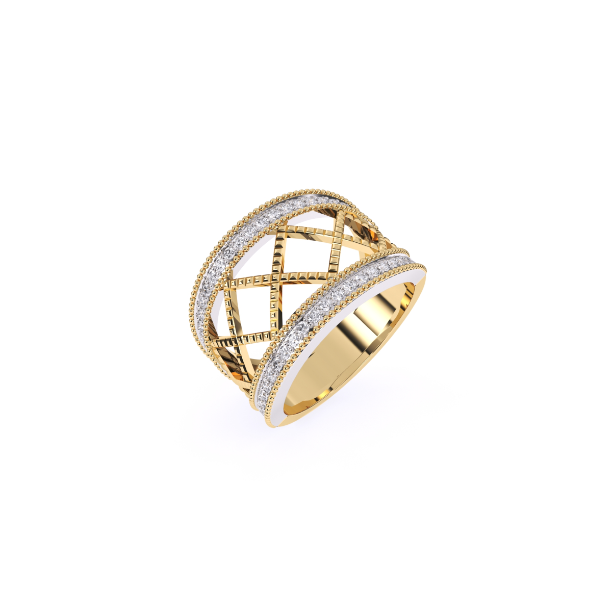Crown Style Unique Round Diamond Rose Gold Band
